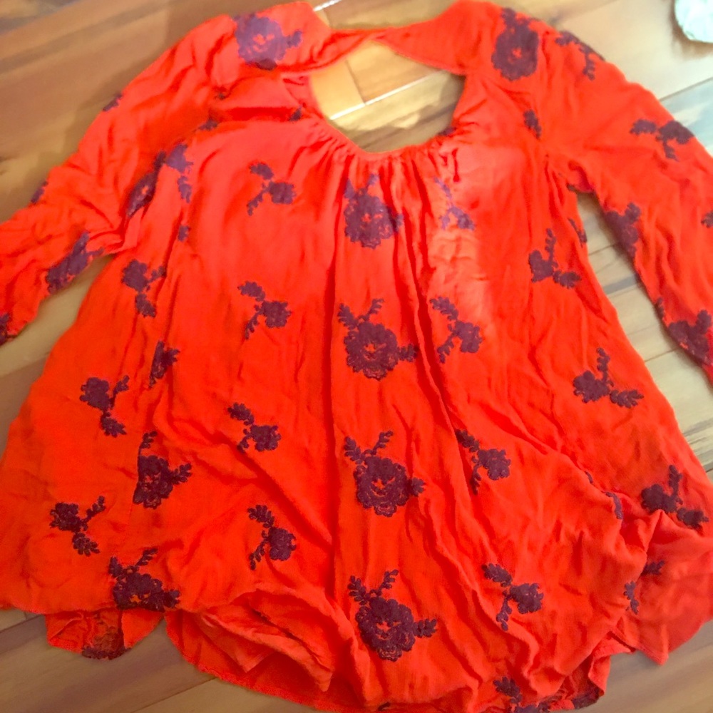 Free People dress orange cutout gorgeous sz L